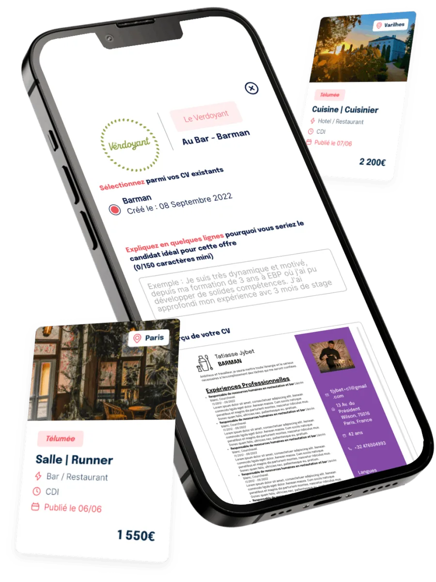 Candidature à une offre sur mobile en choisissant l’un de ses CV
