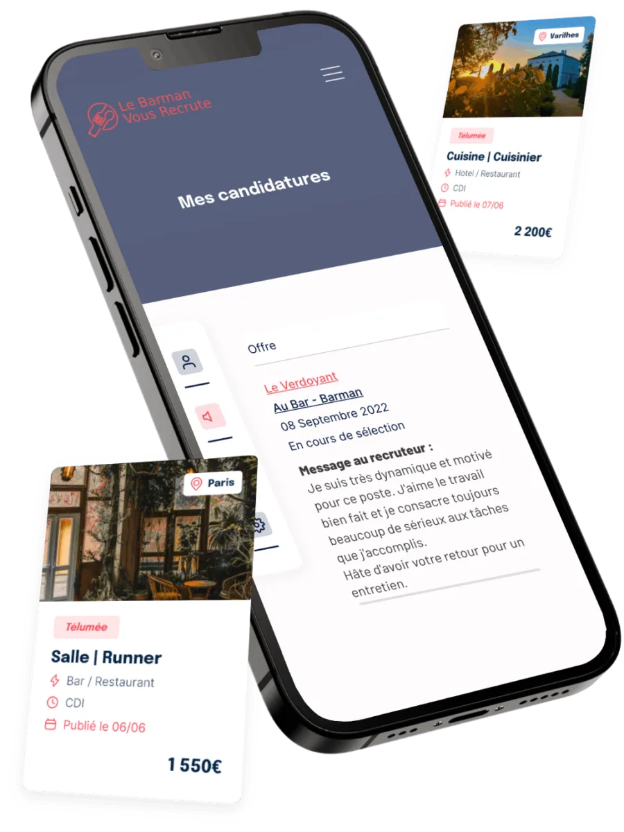 Suivi des candidatures et messages au recruteur sur mobile